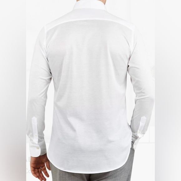 Canali White Cotton Jersey Casual Shirt - Picture 2 of 4